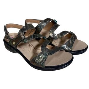 Revere Emerald Adjustable Sandal Peacock Python Women's Size 9W New In Box
